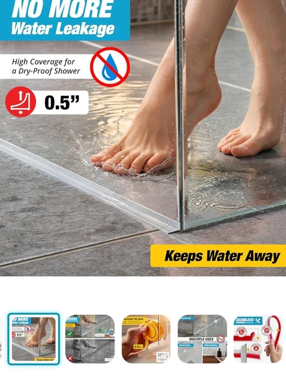 67 Inch Transparent Shower Threshold Water Dam (35)